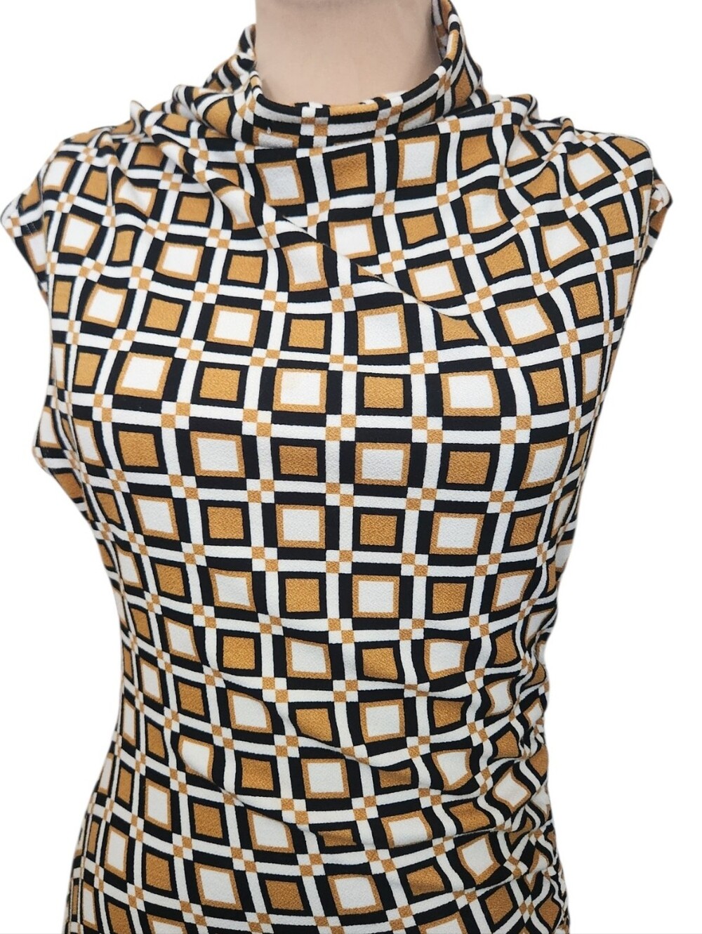 ANTHROPOLOGIE Maya Cowl Neck Geometric Print Pencil Dress - Size M - Picture 4 of 16